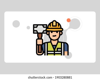 worker avatar on white background