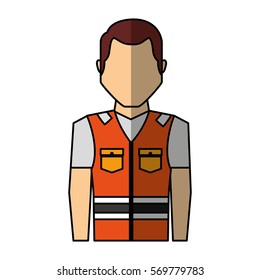 worker avatar with safety suit vector illustration design