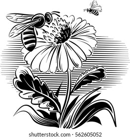 worker bee collecting pollen from a flower.