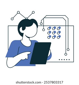 worker and big data artificial intelligence and machine learning isolated