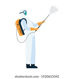 worker with biohazard suit disinfecting vector illustration design