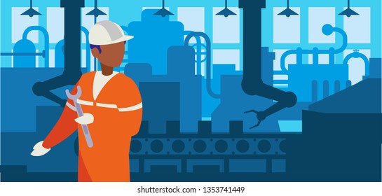 worker black in factory workplace