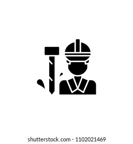 Worker black icon concept. Worker flat  vector symbol, sign, illustration.