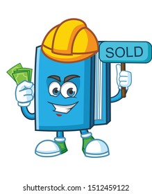 worker book mascot character design vector