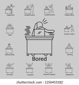 worker is bored icon. Detailed set of People in the work icons. Premium graphic design. One of the collection icons for websites, web design, mobile app