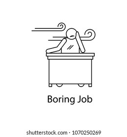 worker boring in job icon. Element people at the workplace for mobile concept and web apps. Thin line icon for website design and development app development. Premium icon on white background