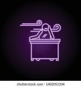 worker boring in job neon icon. Elements of People in the work set. Simple icon for websites, web design, mobile app, info graphics