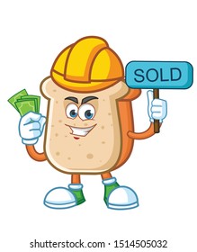 worker bread mascot character design vector