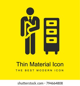 Worker bright yellow material minimal icon or logo design