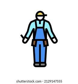 worker builder color icon vector. worker builder sign. isolated symbol illustration