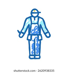 worker builder doodle icon sketch vector. worker builder sign. isolated symbol illustration