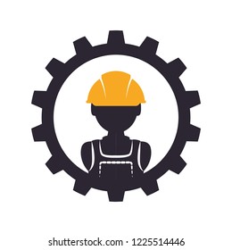 worker builder with gear silhouette