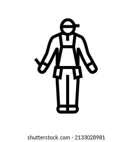worker builder line icon vector. worker builder sign. isolated contour symbol black illustration
