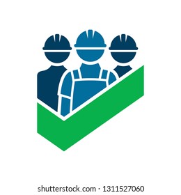 Worker Builder Safety Sign with Check Mark Icon