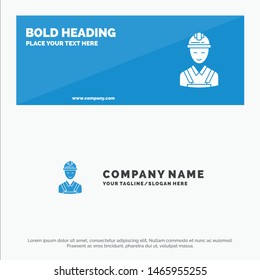 Worker, Building, Carpenter, Construction, Repair SOlid Icon Website Banner and Business Logo Template. Vector Icon Template background