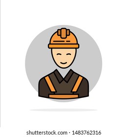 Worker, Building, Carpenter, Construction, Repair Abstract Circle Background Flat color Icon