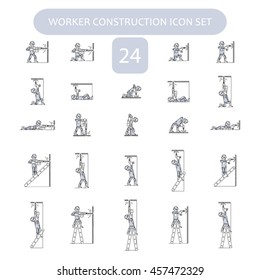 Worker Building and Construction Icons set. Repair logo collection. Isolated gray sign white background. Vector illustration. Usable for web, infographic and print