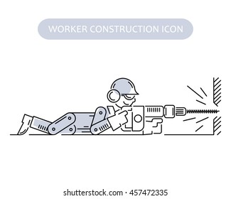 Worker Building and Construction Icons set. Repair logo collection. Isolated gray sign white background. Vector illustration. Usable for web, infographic and print