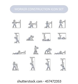 Worker Building and Construction Icons set. Repair logo collection. Isolated gray sign white background. Vector illustration. Usable for web, infographic and print