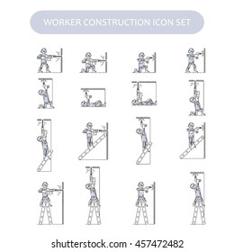 Worker Building and Construction Icons set. Repair logo collection. Isolated gray sign white background. Vector illustration. Usable for web, infographic and print