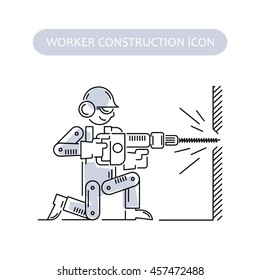 Worker Building and Construction Icons set. Repair logo collection. Isolated gray sign white background. Vector illustration. Usable for web, infographic and print