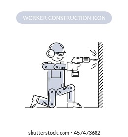 Worker Building and Construction Icons set. Repair logo collection. Isolated gray sign white background. Vector illustration. Usable for web, infographic and print