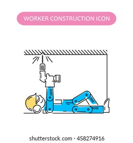 Worker Building and Construction Icons set. Repair logo collection. Isolated color sign white background. Vector illustration. Usable for web, infographic and print