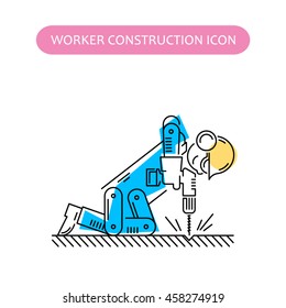 Worker Building and Construction Icons set. Repair logo collection. Isolated color sign white background. Vector illustration. Usable for web, infographic and print