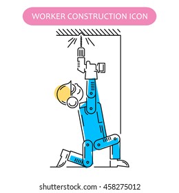 Worker Building and Construction Icons set. Repair logo collection. Isolated color sign white background. Vector illustration. Usable for web, infographic and print