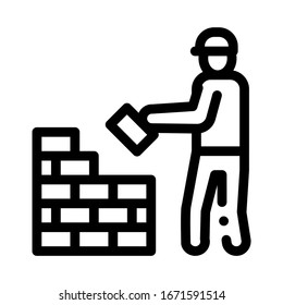 Worker Building Icon Vector. Outline Worker Building Sign. Isolated Contour Symbol Illustration
