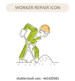 Worker Building, Repair and Construction Icon. Work logo collection. Isolated color sign white background. Vector illustration. Usable for web, infographic and print