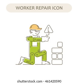 Worker Building, Repair and Construction Icon. Work logo collection. Isolated color sign white background. Vector illustration. Usable for web, infographic and print
