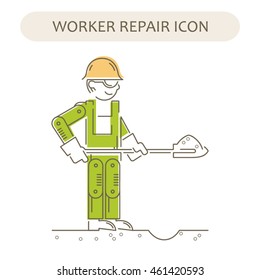 Worker Building, Repair and Construction Icon. Work logo collection. Isolated color sign white background. Vector illustration. Usable for web, infographic and print