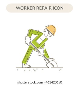 Worker Building, Repair and Construction Icon. Work logo collection. Isolated color sign white background. Vector illustration. Usable for web, infographic and print