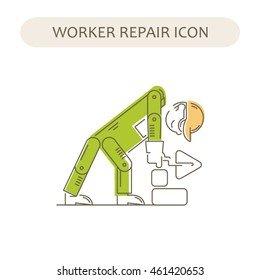Worker Building, Repair and Construction Icon. Work logo collection. Isolated color sign white background. Vector illustration. Usable for web, infographic and print