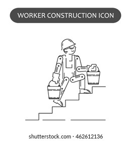 Worker Building, Repair and Construction Icon. Work logo collection. Isolated black sign white background. Vector illustration. Usable for web, infographic and print
