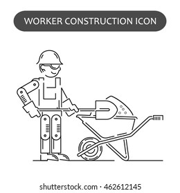 Worker Building, Repair and Construction Icon. Work logo collection. Isolated black sign white background. Vector illustration. Usable for web, infographic and print