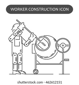Worker Building, Repair and Construction Icon. Work logo collection. Isolated black sign white background. Vector illustration. Usable for web, infographic and print