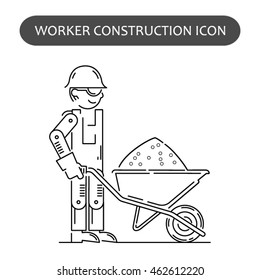 Worker Building, Repair and Construction Icon. Work logo collection. Isolated black sign white background. Vector illustration. Usable for web, infographic and print