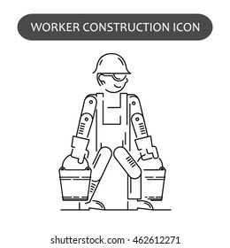 Worker Building, Repair and Construction Icon. Work logo collection. Isolated black sign white background. Vector illustration. Usable for web, infographic and print