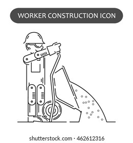 Worker Building, Repair and Construction Icon. Work logo collection. Isolated black sign white background. Vector illustration. Usable for web, infographic and print