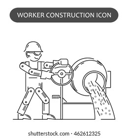 Worker Building, Repair and Construction Icon. Work logo collection. Isolated black sign white background. Vector illustration. Usable for web, infographic and print