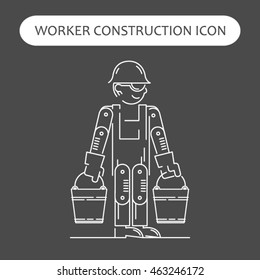 Worker Building, Repair and Construction Icon. Work logo collection. Isolated white sign black background. Vector illustration. Usable for web, infographic and print