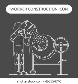 Worker Building, Repair and Construction Icon. Work logo collection. Isolated white sign black background. Vector illustration. Usable for web, infographic and print