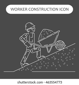 Worker Building, Repair and Construction Icon. Work logo collection. Isolated white sign black background. Vector illustration. Usable for web, infographic and print