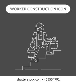 Worker Building, Repair and Construction Icon. Work logo collection. Isolated white sign black background. Vector illustration. Usable for web, infographic and print