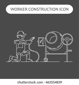 Worker Building, Repair and Construction Icon. Work logo collection. Isolated white sign black background. Vector illustration. Usable for web, infographic and print