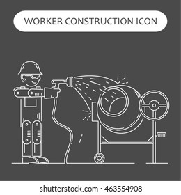 Worker Building, Repair and Construction Icon. Work logo collection. Isolated white sign black background. Vector illustration. Usable for web, infographic and print
