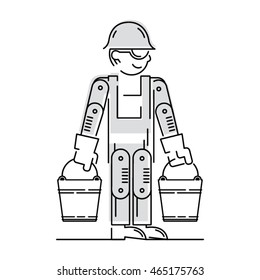 Worker Building, Repair and Construction Icon. Work logo collection. Isolated black and gray sign white background. Vector illustration. Usable for web, infographic and print