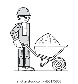 Worker Building, Repair and Construction Icon. Work logo collection. Isolated black and gray sign white background. Vector illustration. Usable for web, infographic and print